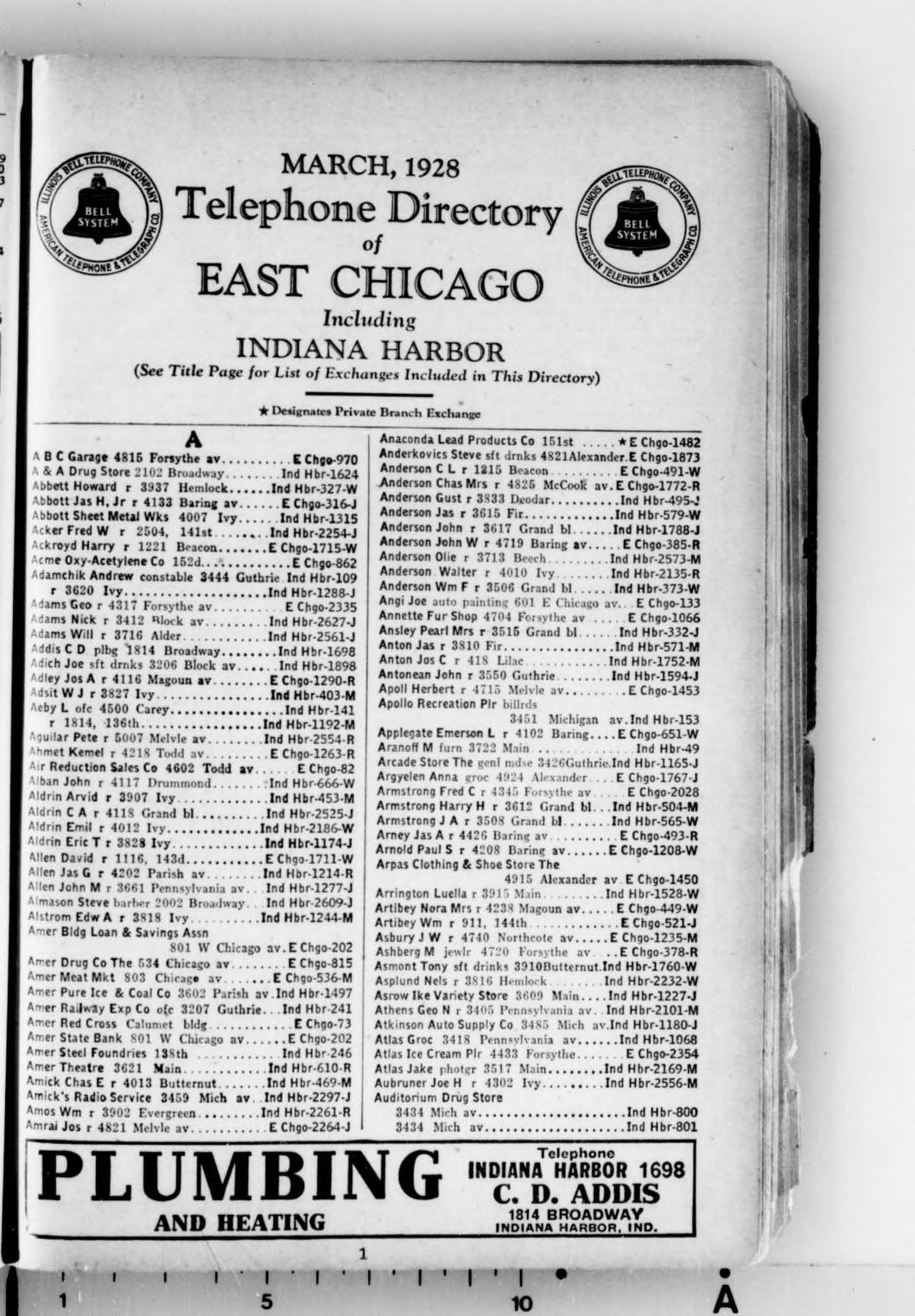 East Chicago Directory - March 1928 : Illinois Bell Telephone 